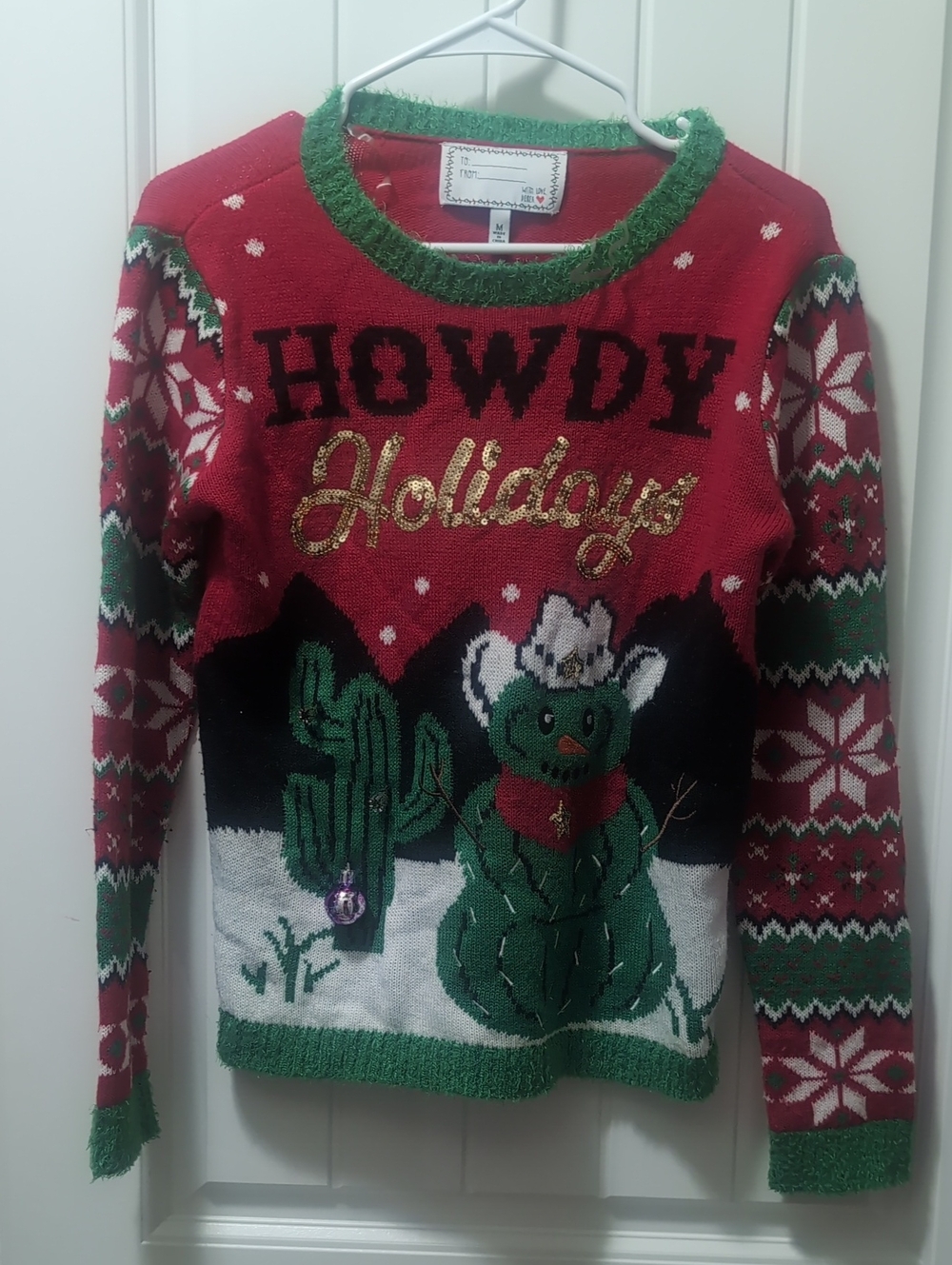 Howdy Holiday Ugly Christmas Sweater With Love Derek Medium